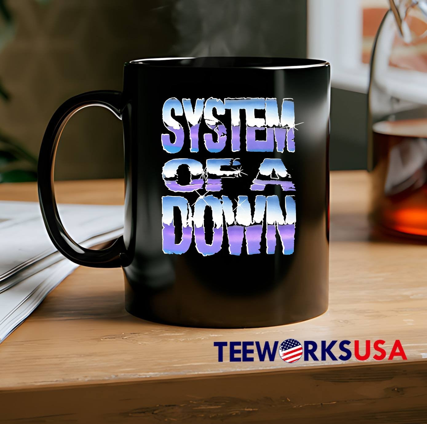 System of a Down Logo Purple Gradient Fade Band T-Shirt