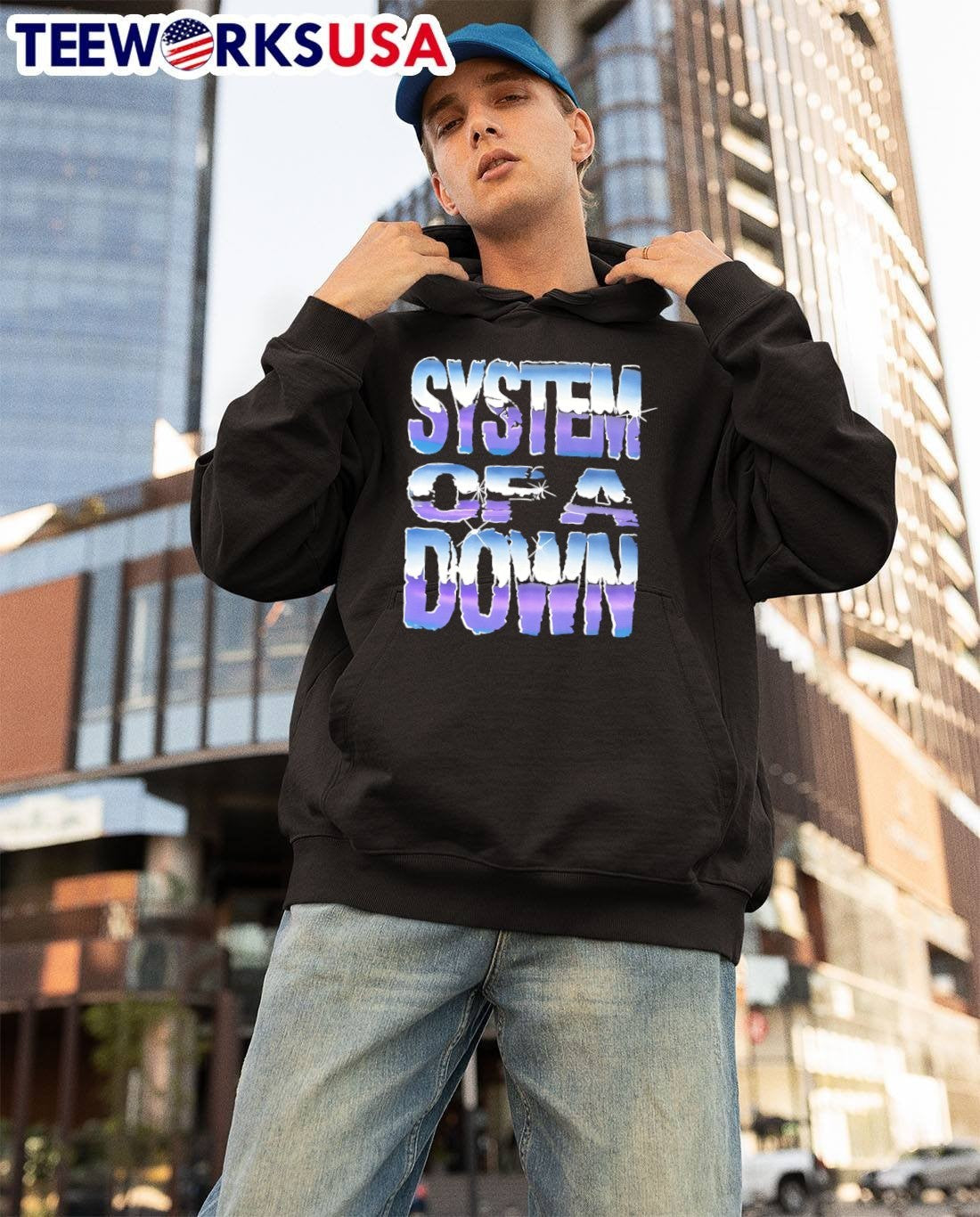 System of a Down Logo Purple Gradient Fade Band T-Shirt