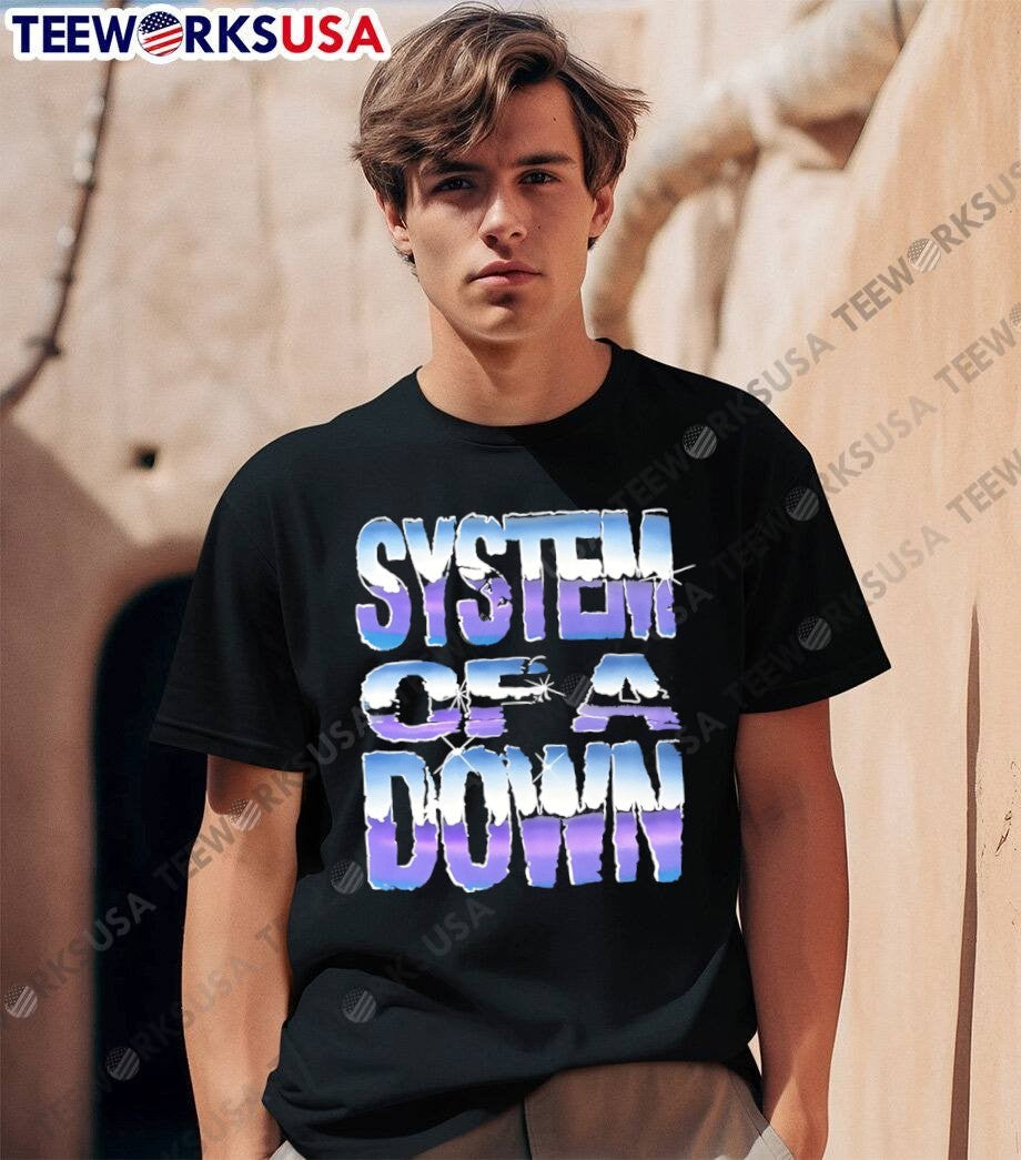 System of a Down Logo Purple Gradient Fade Band T-Shirt