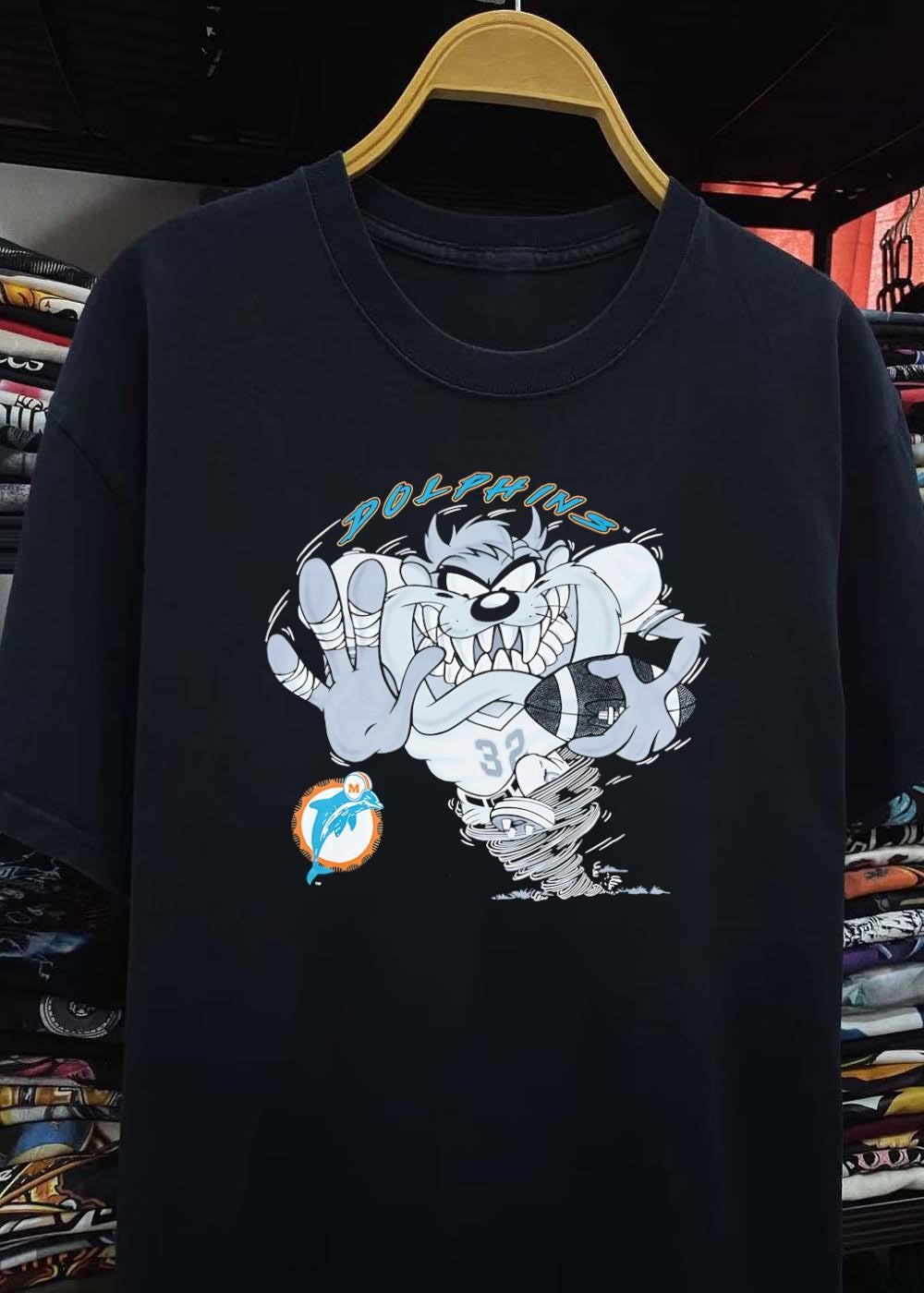 TM, Dolphins, Taz Playing Football, Miami Dolphins T-Shirt