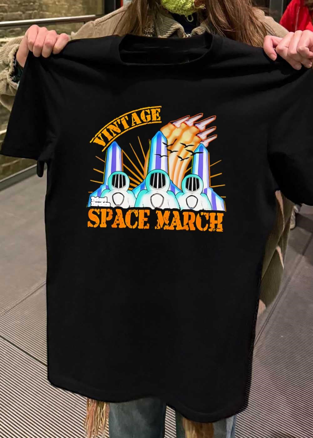 Talon Thrashers Space March Three Astronauts Walking Past Tall Obelisks Shirt