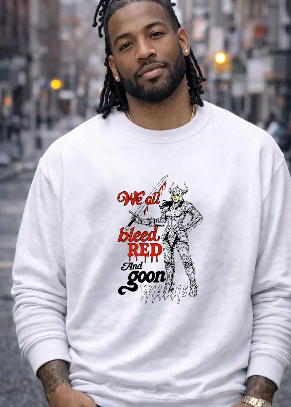 Teen Hearts Co Warrior Woman We All Bleed Red And Goon White T-Shirt