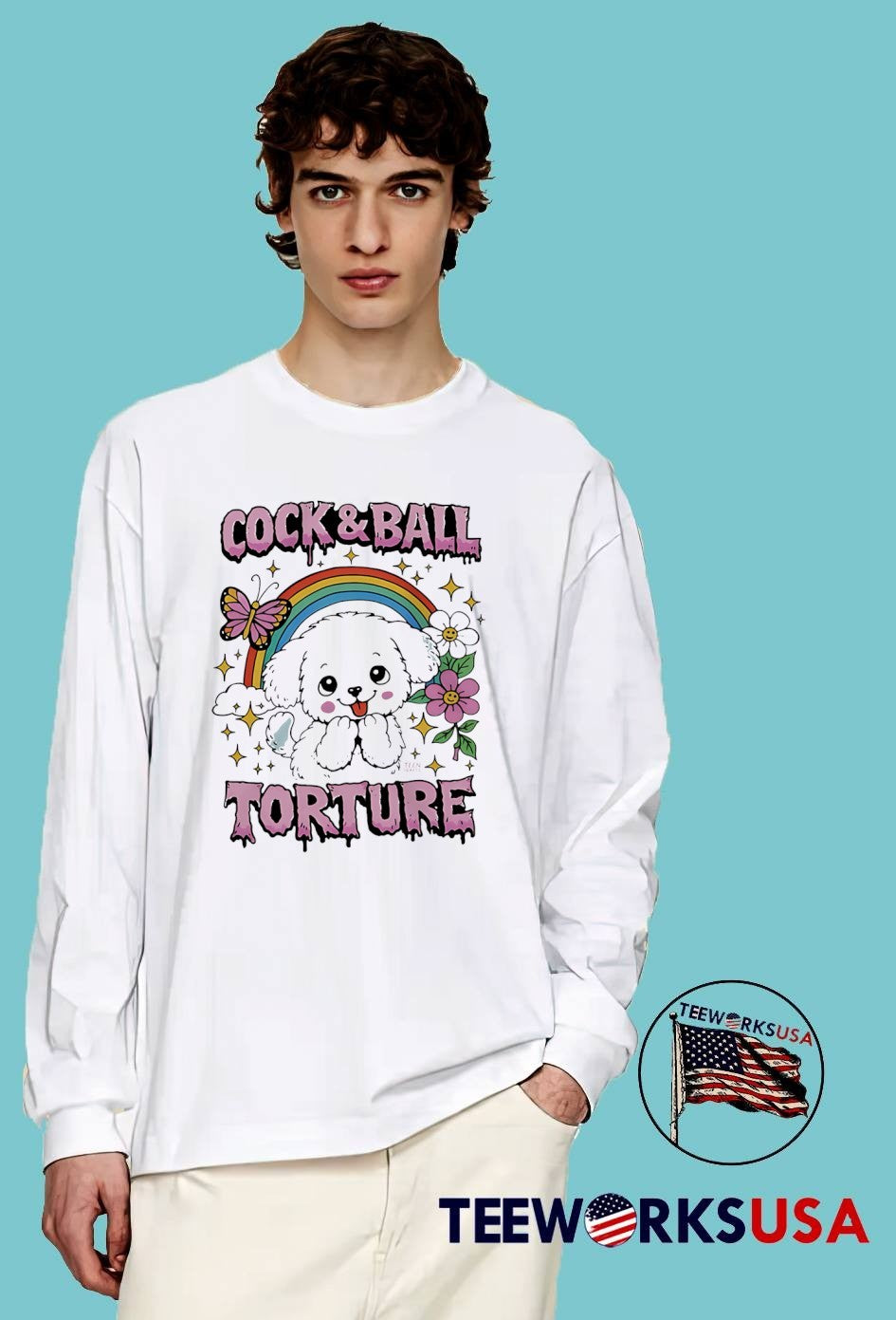 Teen Hearts Cute Puppy Rainbow Cock and Ball Torture T-Shirt