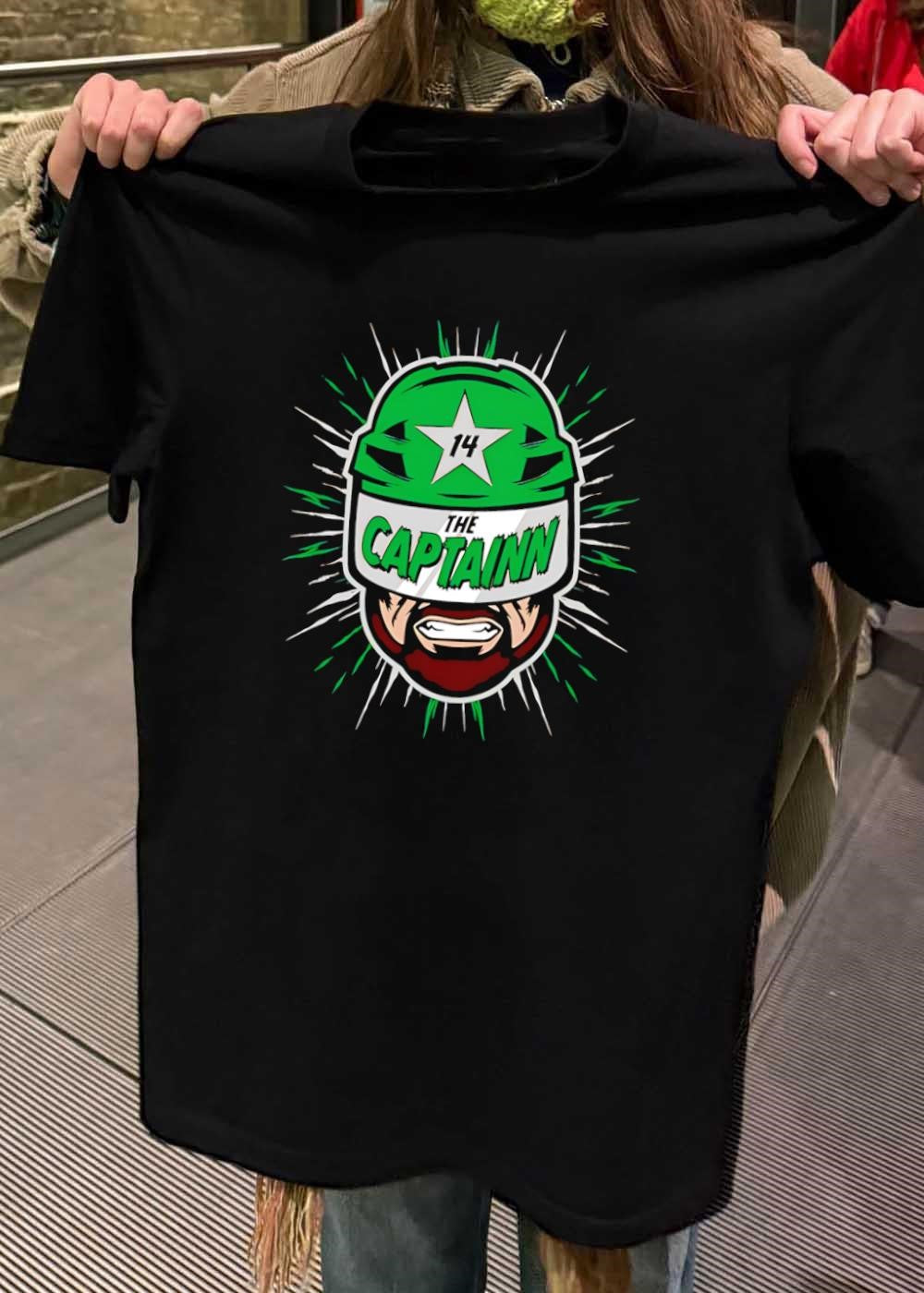 The Captainn 14 Hockey Player Beard Graphic Dallas Stars Shirt
