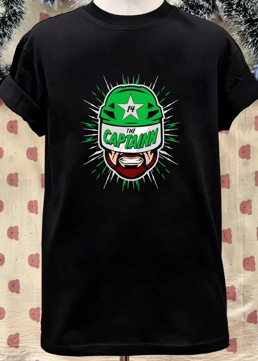 The Captainn 14 Hockey Player Beard Graphic Dallas Stars Shirt