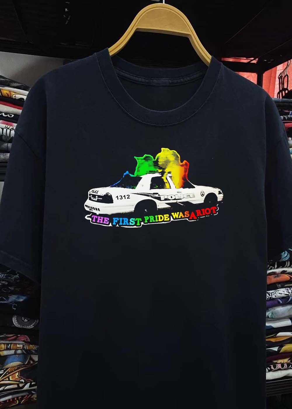 The First Pride Was a Riot Police Car T-Shirt