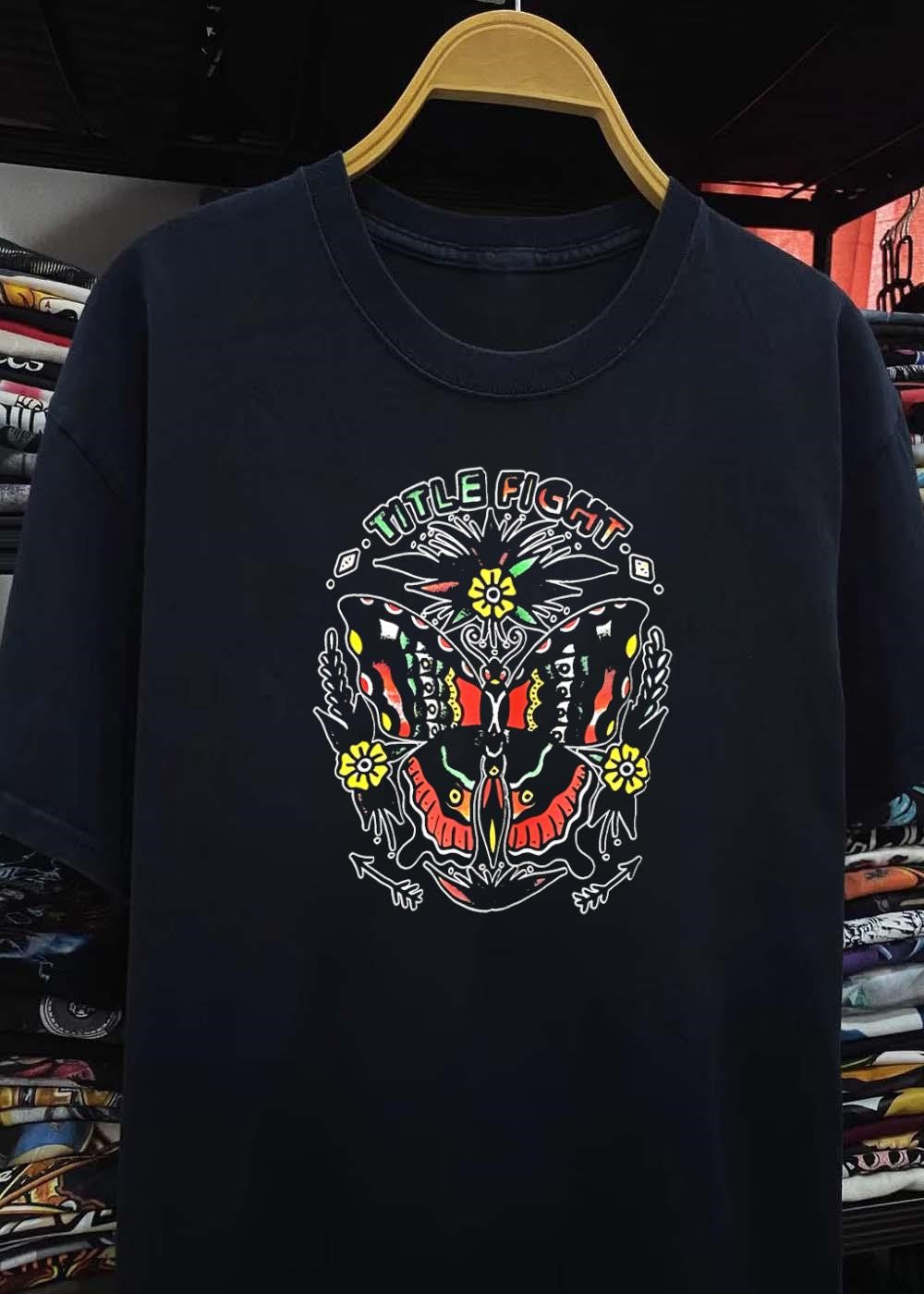 Title Fight butterfly flowers shirt