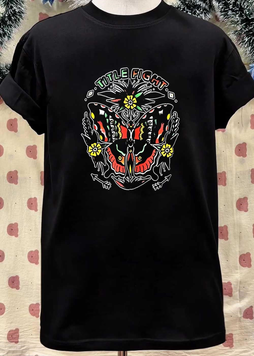 Title Fight butterfly flowers shirt