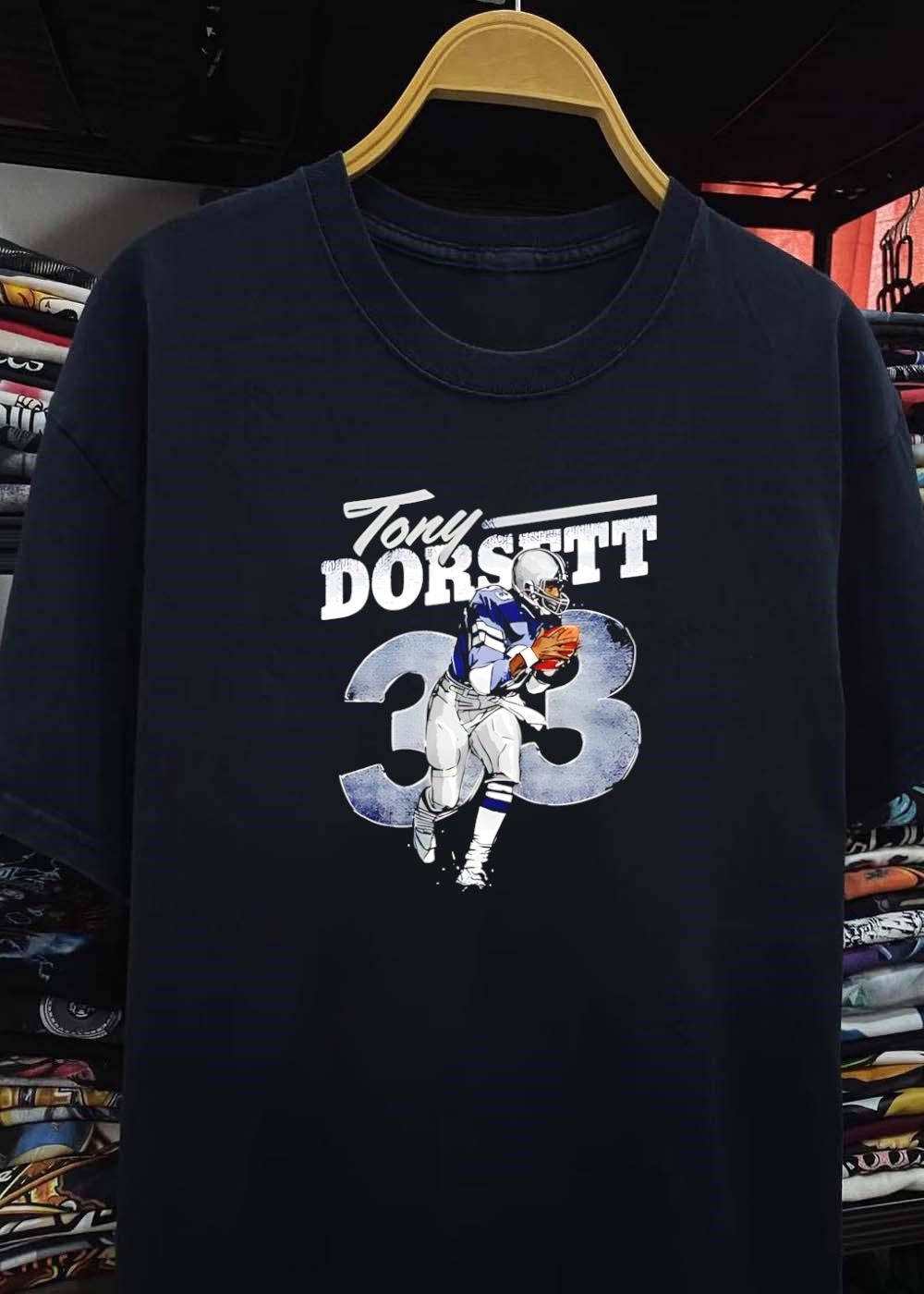 Tony Dorsett Running with Football T-Shirt Dallas Cowboys 33