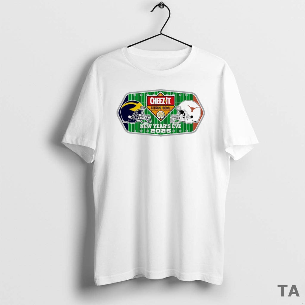 Top Michigan Wolverines Vs Texas Longhorns New Years Eve 2025 Citrus Bowl 2 Team Logo T-Shirts, Hoodie, Sweatshirt