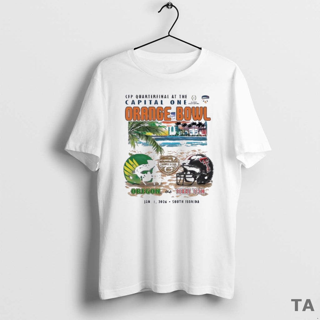 Top Oregon Vs Texas Tech 2026 Orange Bowl Sobe Showdown Beach T-Shirts, Hoodie, Sweatshirt