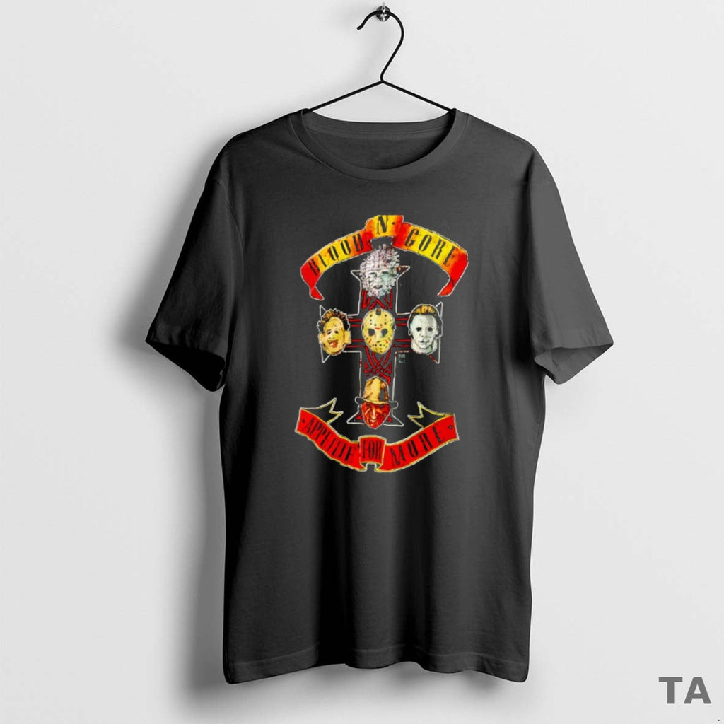 Top Pinhead Jason Voorhees Michael Myers Leatherface Freddy Krueger Blood N Gore Appetite More T-Shirts, Hoodie, Sweatshirt