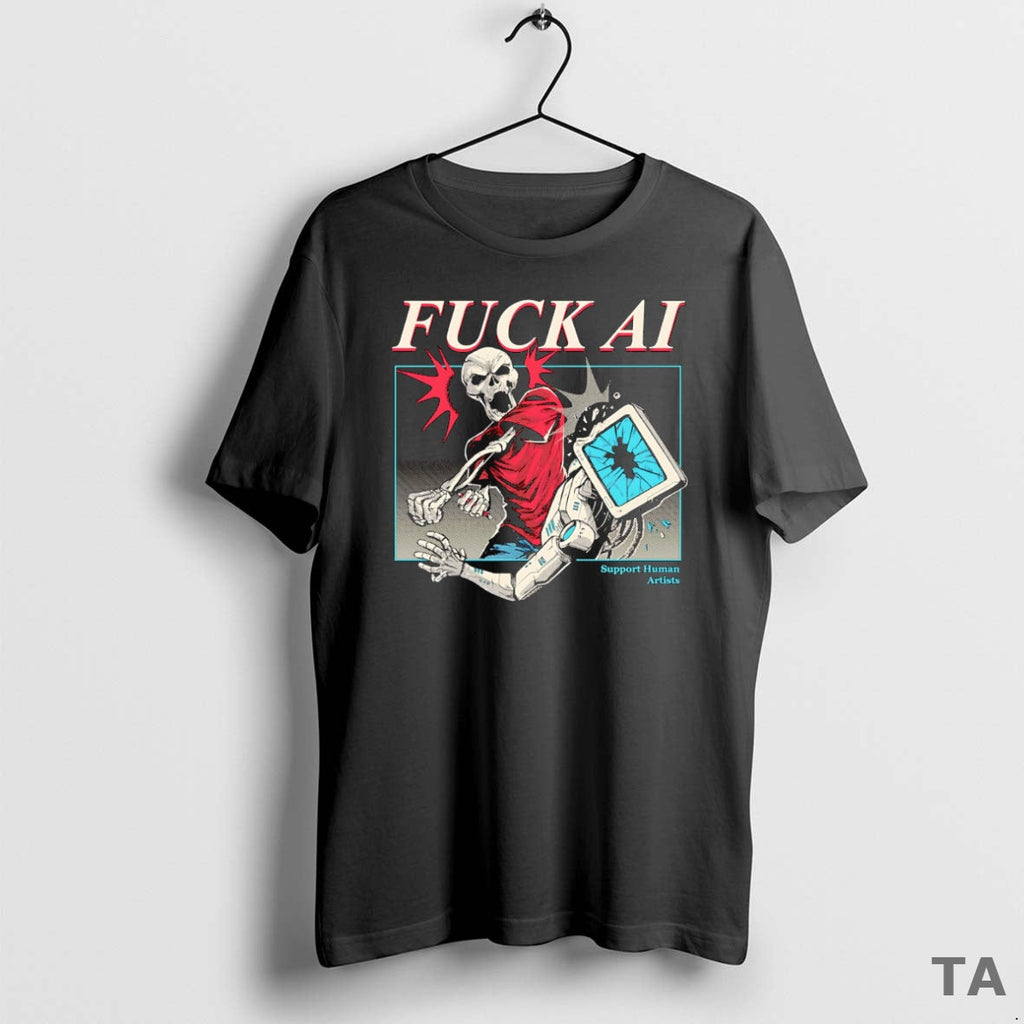 Top Skeleton Fuck Ai Support Human Artists T-Shirts, Hoodie, Sweatshirt