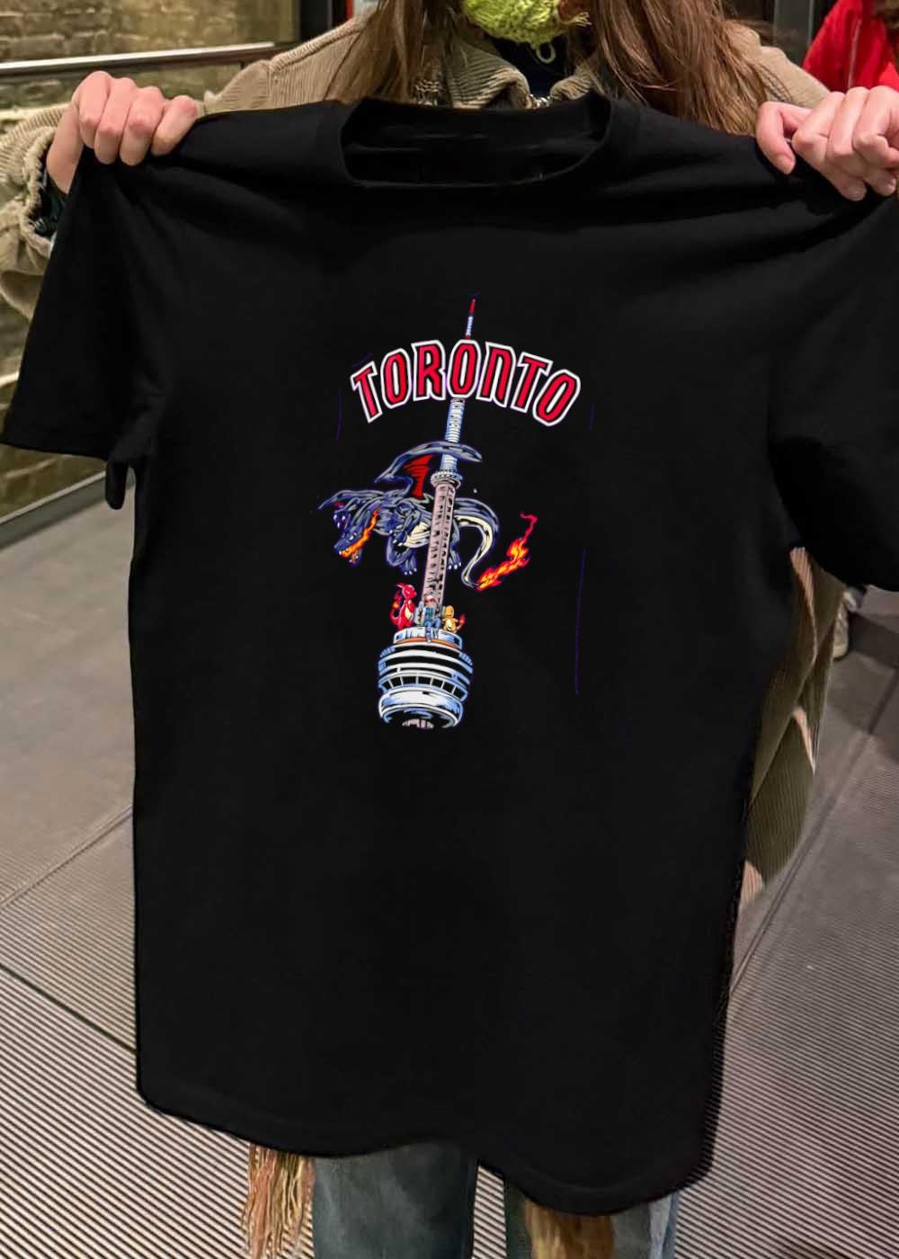 Toronto Ash and Charizard Resting on CN Tower T-Shirt