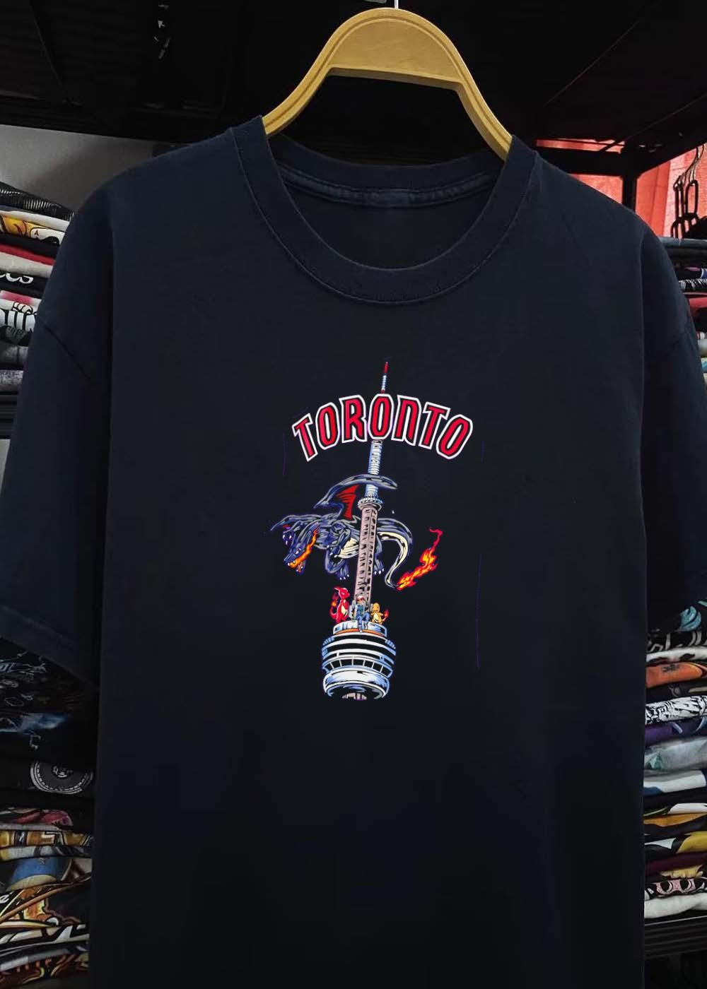 Toronto Ash and Charizard Resting on CN Tower T-Shirt