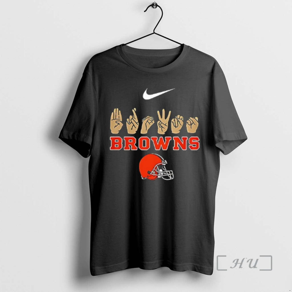 Trending Cleveland Browns Deaf Awareness Care Understand Love Hand Signs Double Sided T-Shirts, Hoodie, Sweatshirt
