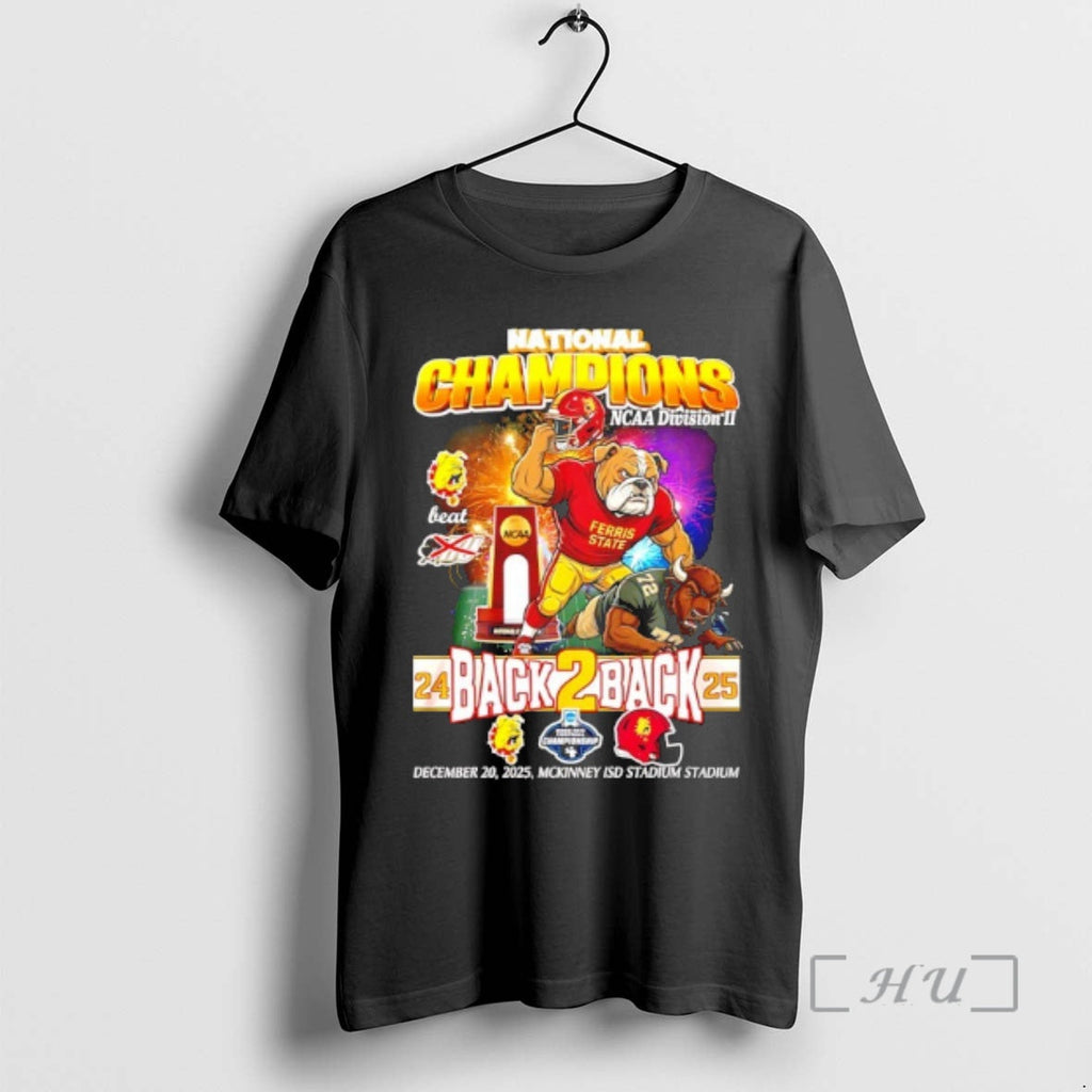 Trending Ferris State Bulldogs Back Back 2025 National Champions Mascot T-Shirts, Hoodie, Sweatshirt