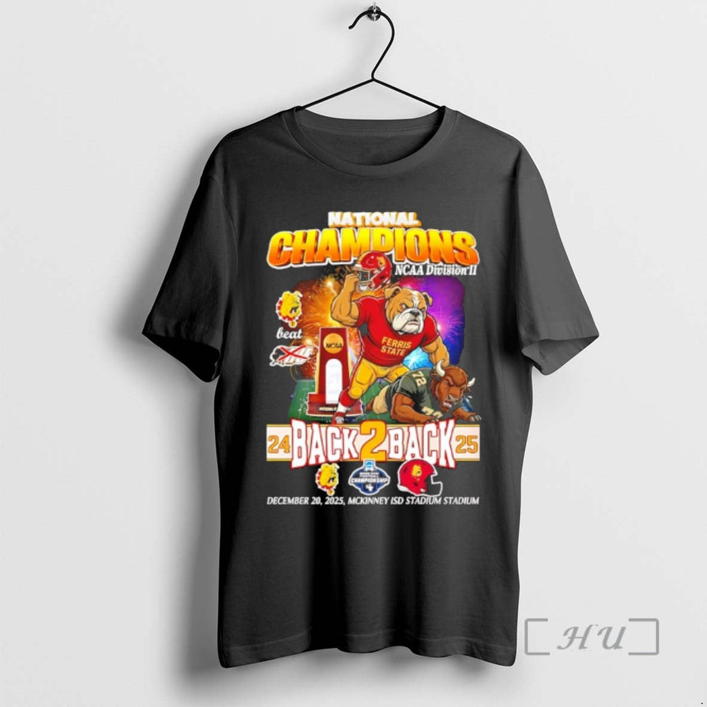 Trending Ferris State Bulldogs National Champions Ncaa Division Ii Back 2 Back 2025 Mascot T-Shirts, Hoodie, Sweatshirt