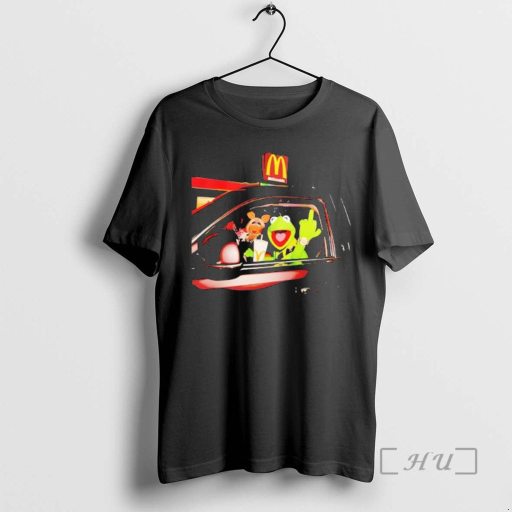 Trending Frog Kermit Middle Finger Miss Piggy Riding Car Mcdonalds T-Shirts, Hoodie, Sweatshirt