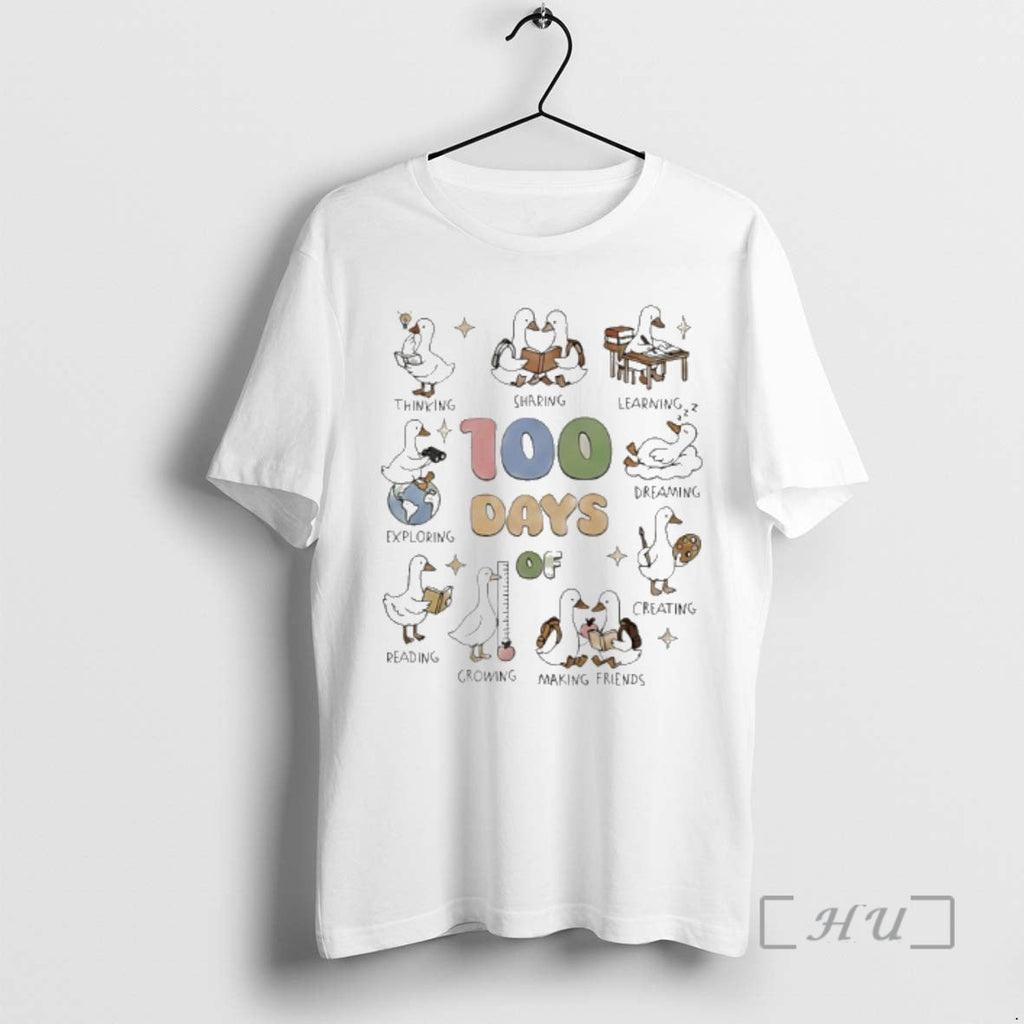 Trending Goose 100th Day School Think Shaking Learning Exploring Dreaming Reading Creating T-Shirts, Hoodie, Sweatshirt
