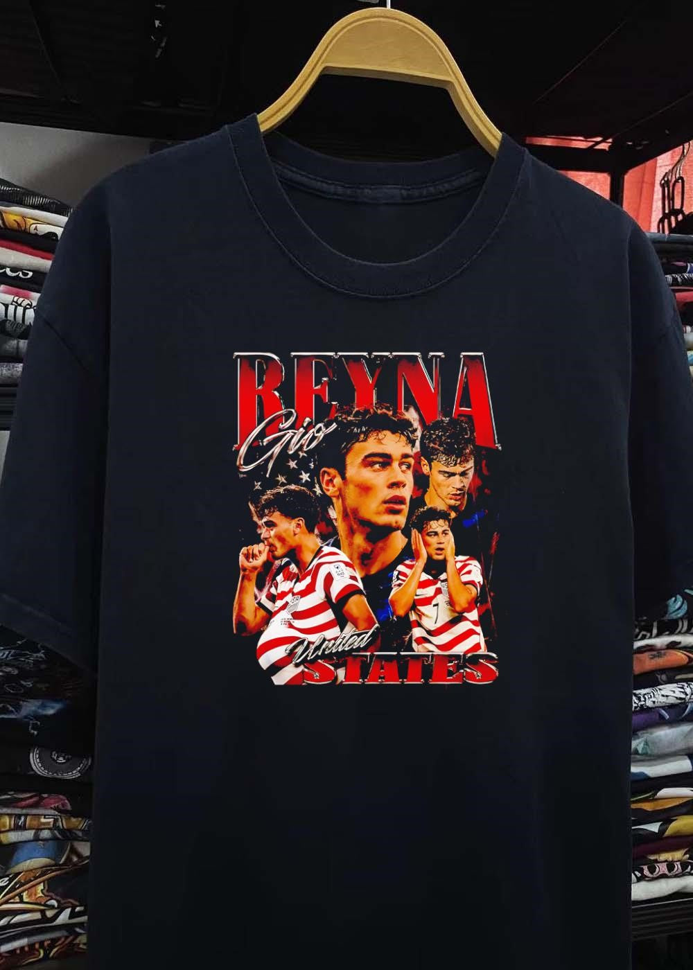 US Soccer Star Gio Reyna Focused and Celebrating United States T-Shirt