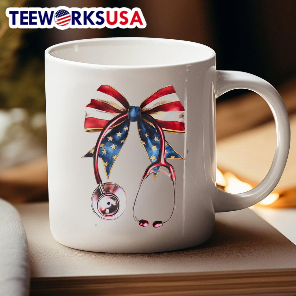 USA Flag Bow And Stethoscope Shirt