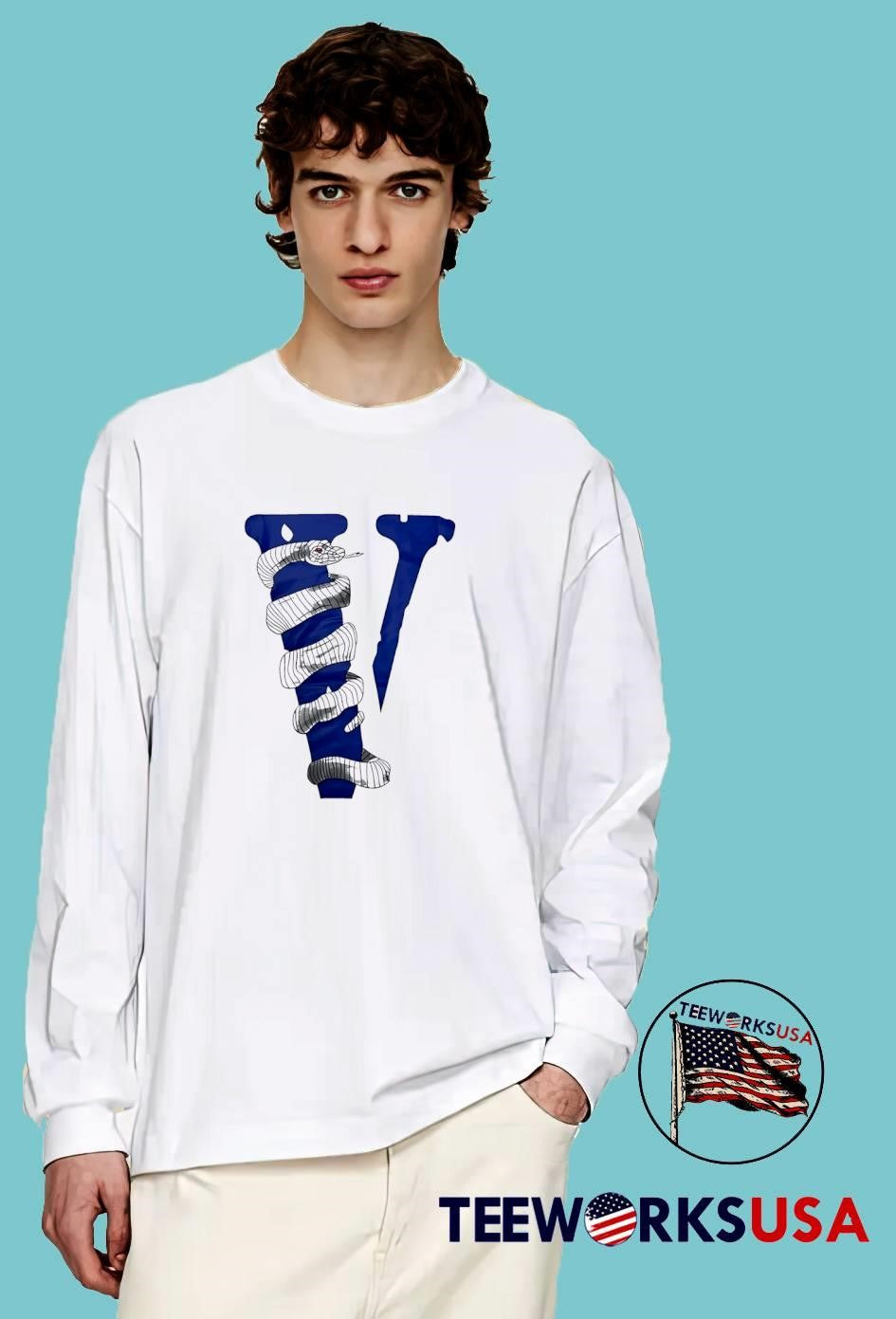VLONE Snake Wrap Around Logo Blue T-Shirt