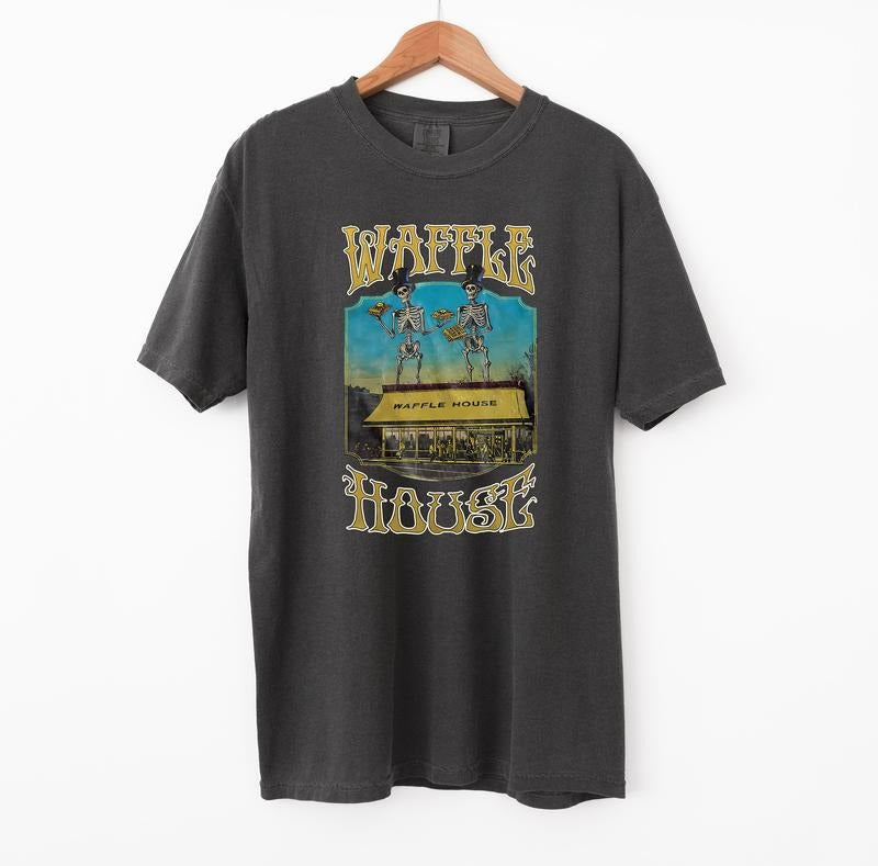 Waffle House Skeleton Meme Comfort Colors Unisex T-shirt, Sweatshirt, Hoodie (1)