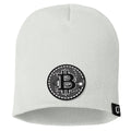 Bitcoin Black and White Leather Patch Beanies