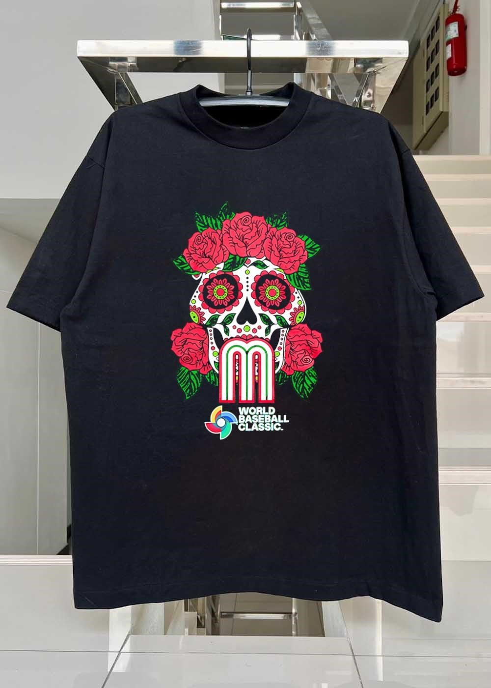 World Baseball Classic Sugar Skull Rose M Team Mexico Shirt