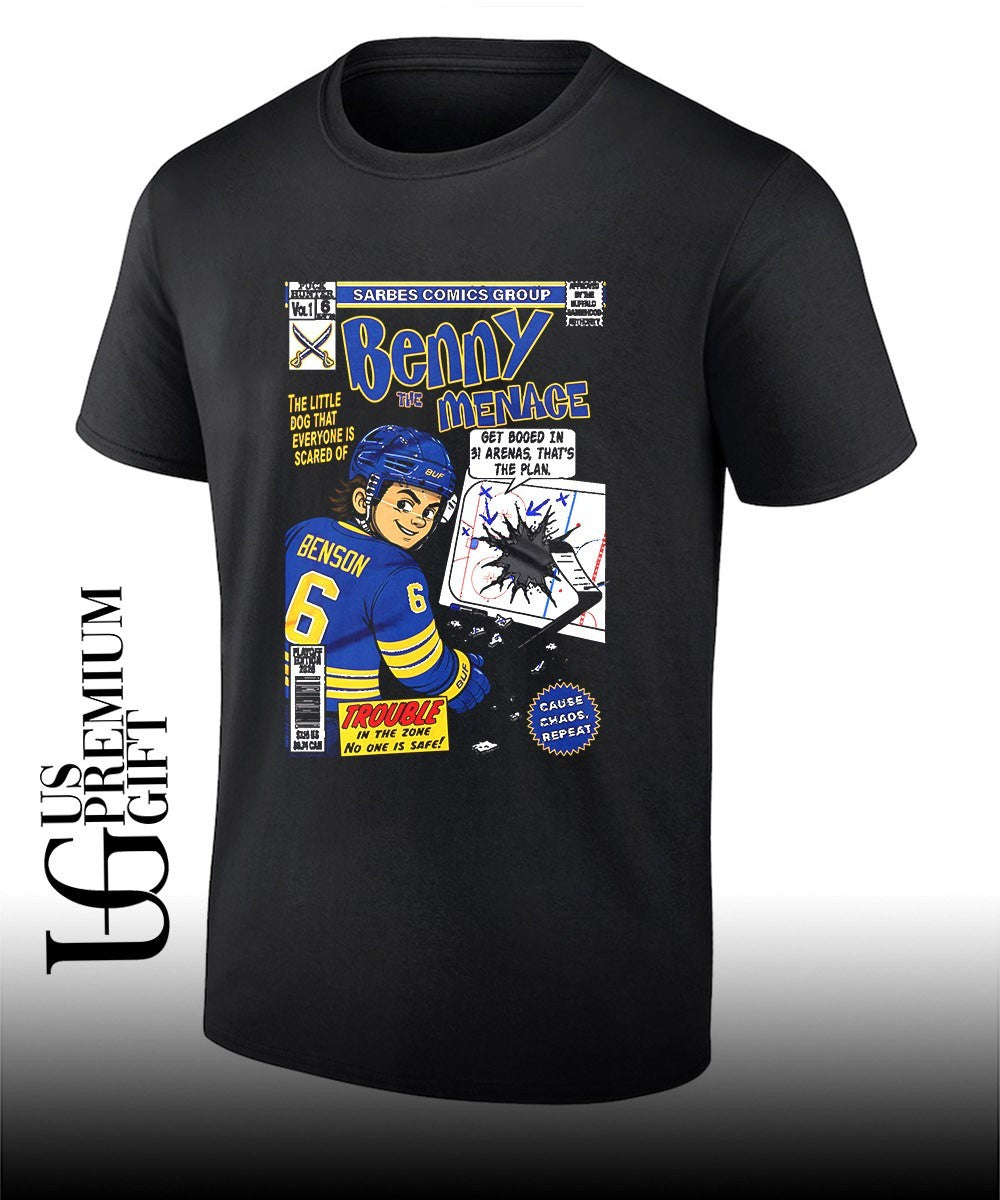 Zach Benson Benny Menace Buffalo Sabres Hockey Comic Tee (1)