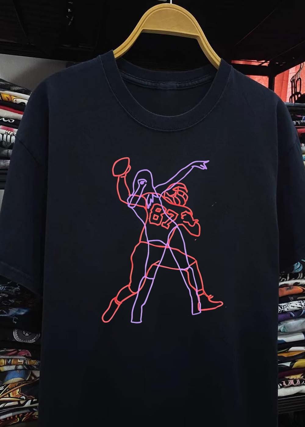 Cheerleader and Football Player 87 Kansas City Chiefs neon T-Shirt