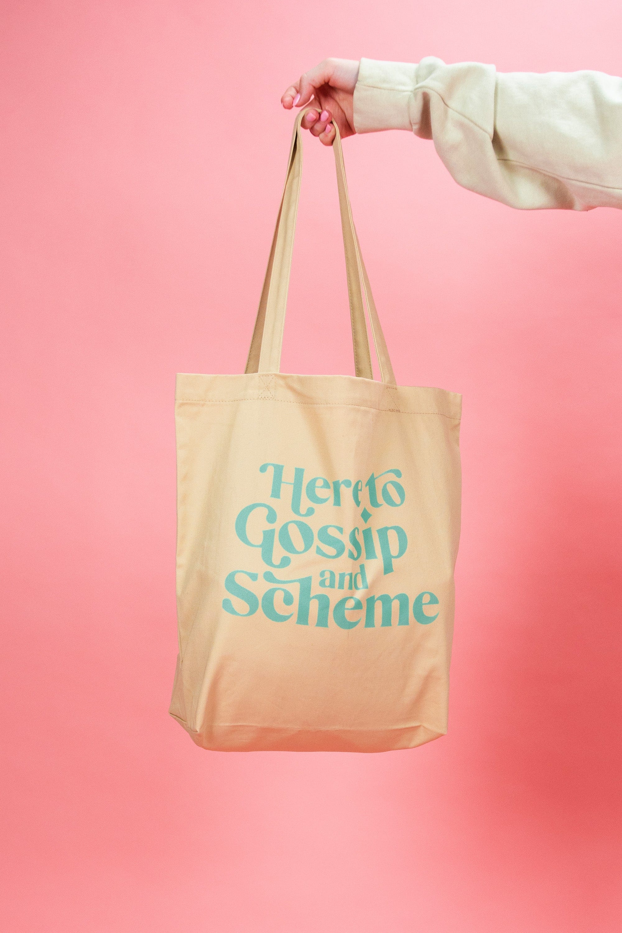 SheRatesDogs: Here To Gossip Tan Tote Bag