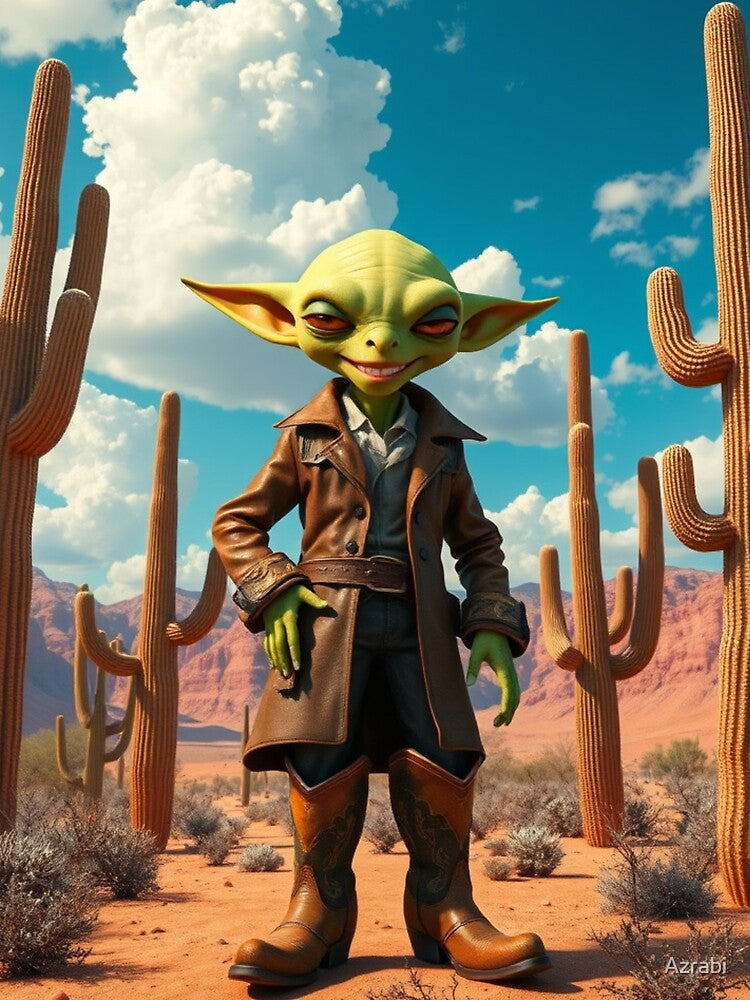 Alien in oversized Cowboy Boots. by Azrabi