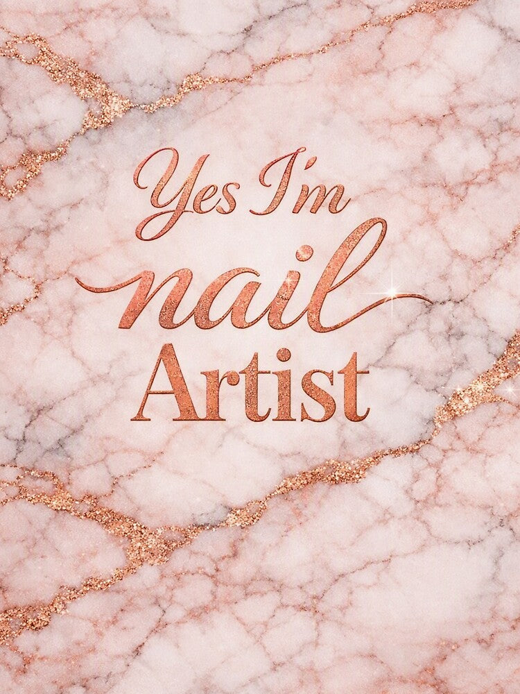 Yes I’m a Nail Artist – Elegant Pink Marble Rose Gold Nail Tech Design by Lalala cute