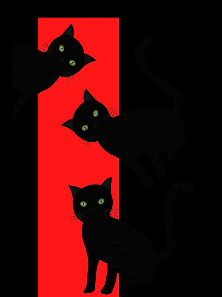 Funny Halloween 3 Black Cats in Red Light by podguy