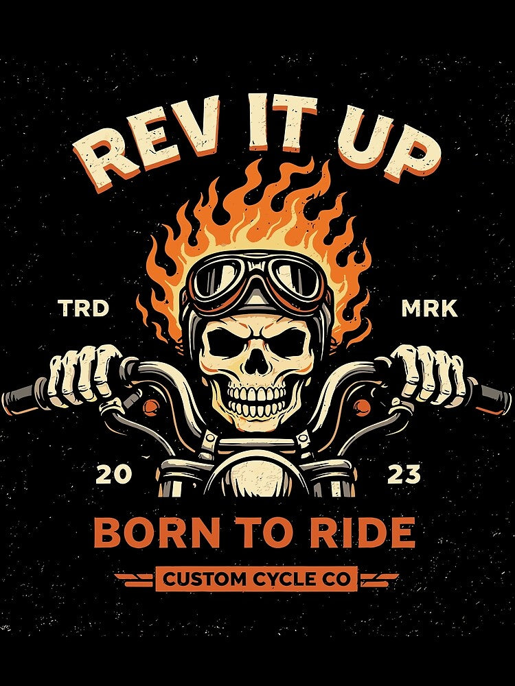 Motorcycle Skull Rev It Up T-Shirt by Matinez Pink