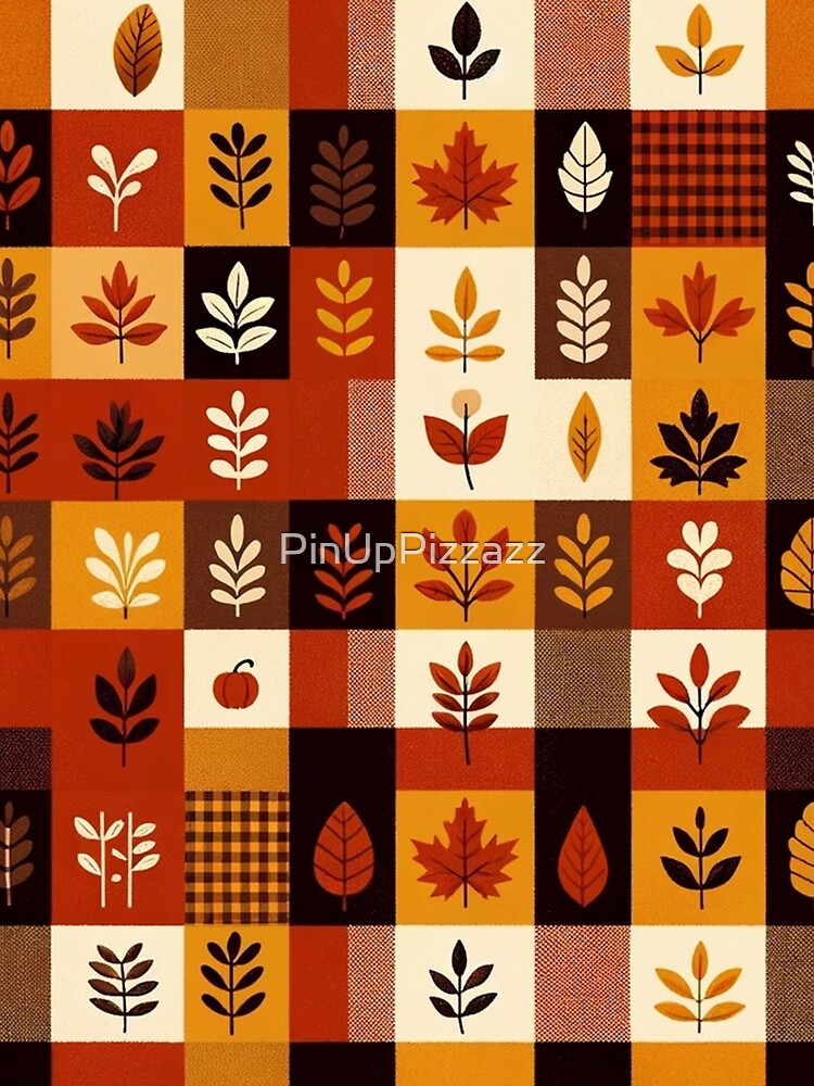 Autumn-Inspired Gingham Pattern Print by PinUpPizzazz