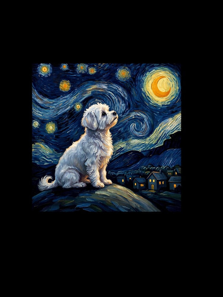 Maltese Starry Night Van Gogh Art Dog Lover by TerryConnells