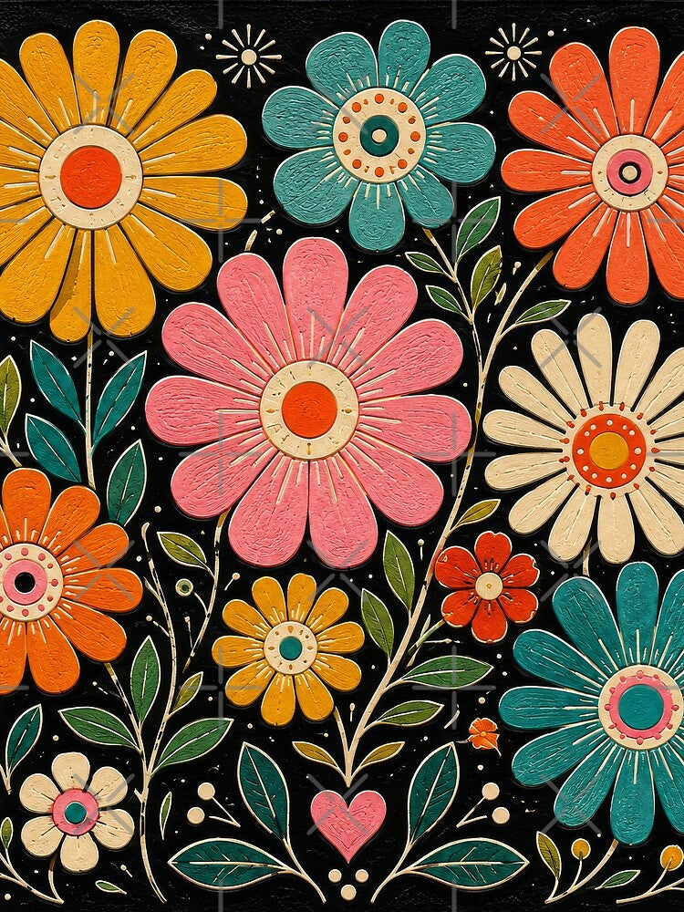 Retro Vintage Garden Flowers by scicilysimonee