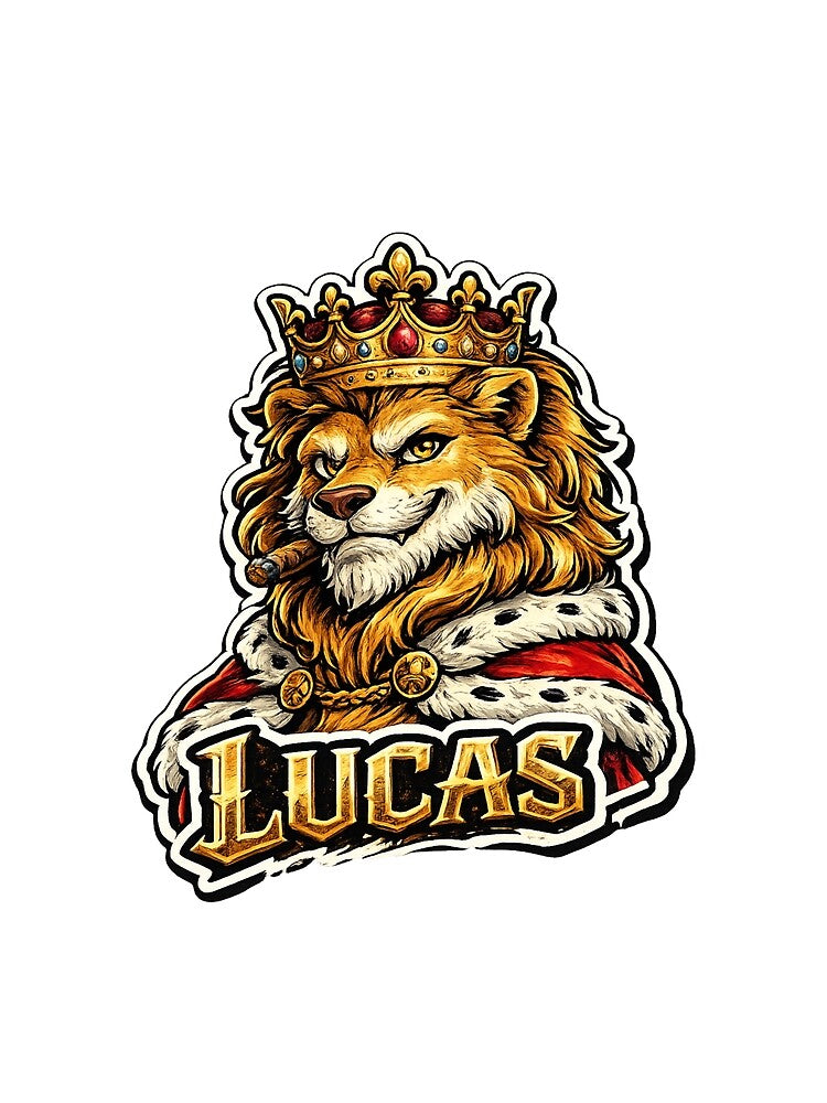 Lucas – Royal Lion Name Mascot Sticker by AlexLineArt