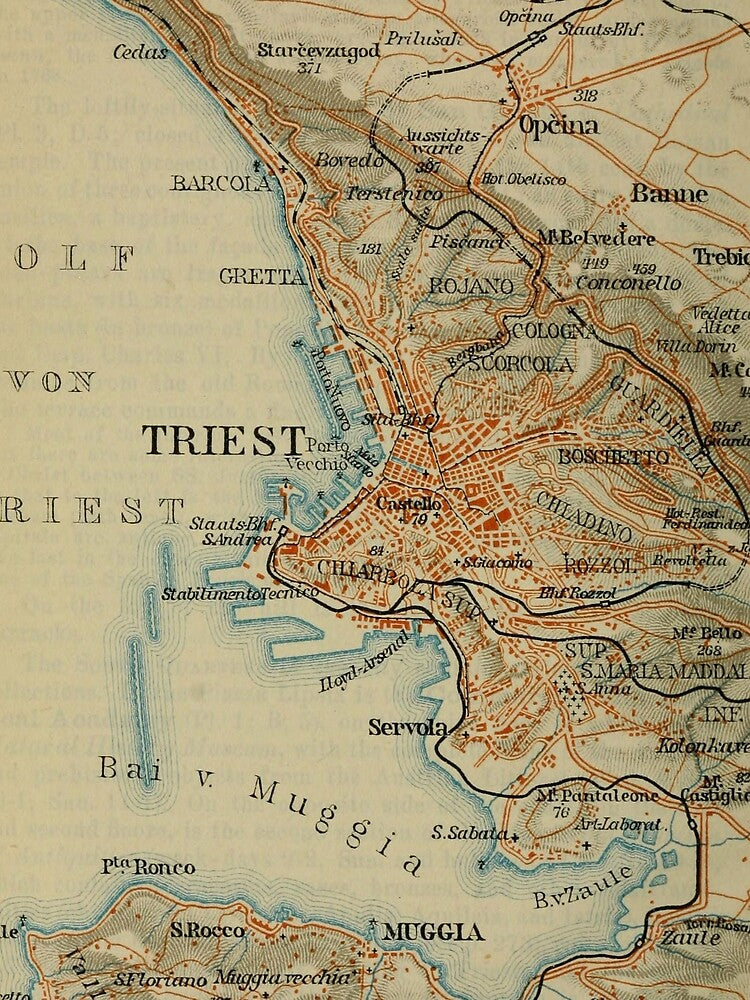 Vintage Trieste Italy Map (1911) by BravuraMedia
