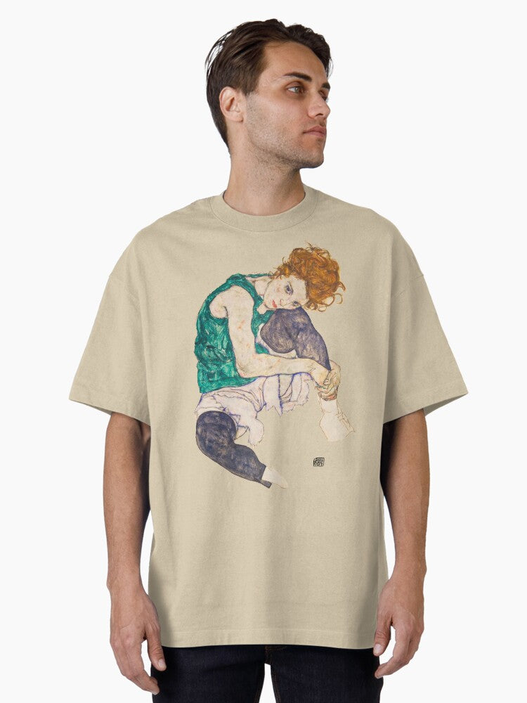 Seated Woman by Egon Schiele Oversized T-Shirt