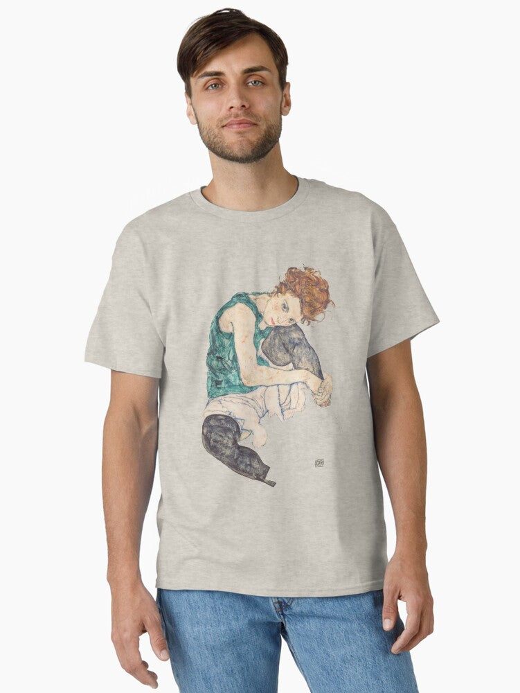 HD Seated Woman With Legs Drawn Up , by Egon Schiele – HIGH DEFINITION Classic T-Shirt