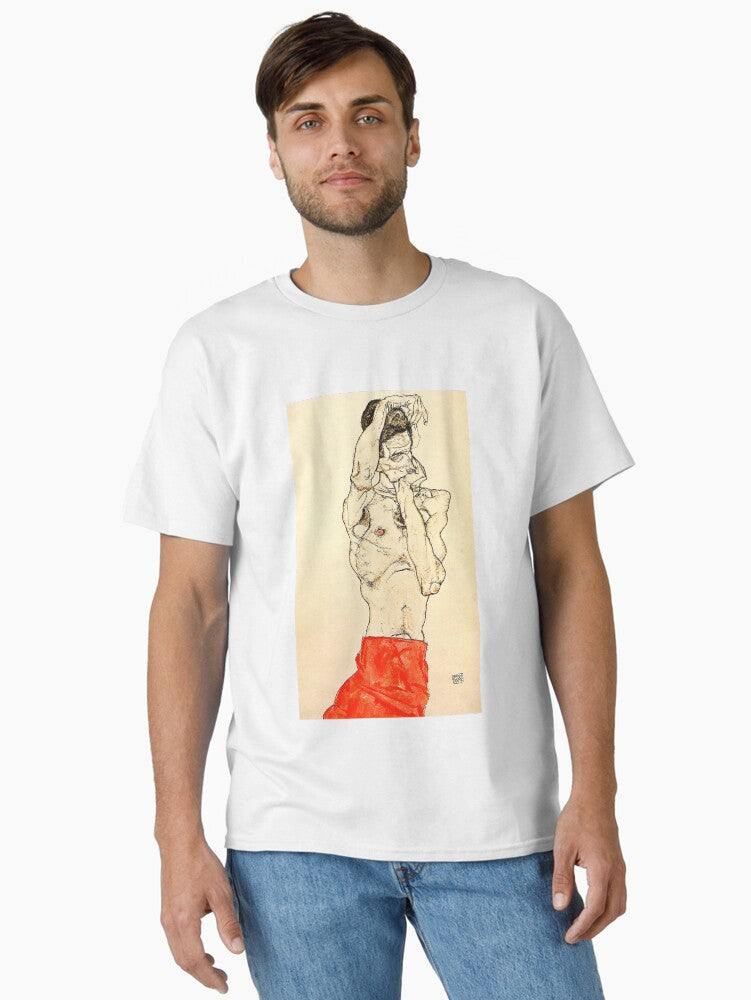 HD. Standing Male Nude with Red Loincloth, by Egon Schiele Classic T-Shirt