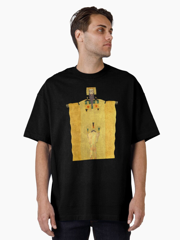 HD. Young Man Kneeling Before God The Father, by Egon Schiele Oversized T-Shirt