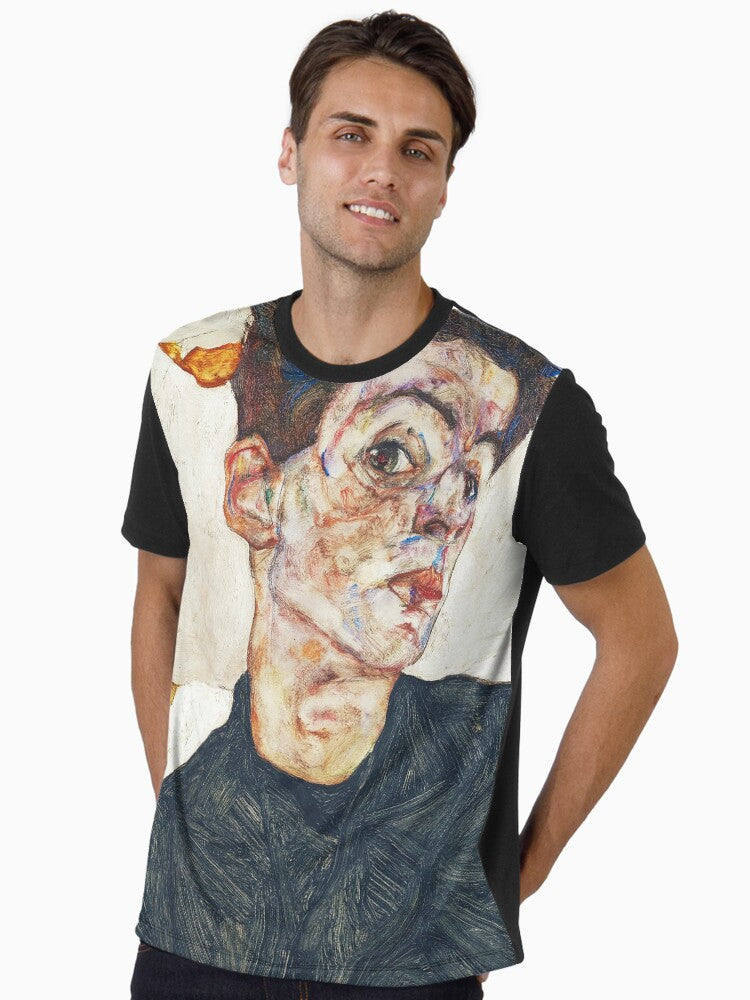 HD Self Portrait with Physalis by Egon Schiele 1914 HIGH DEFINITION Graphic T-Shirt