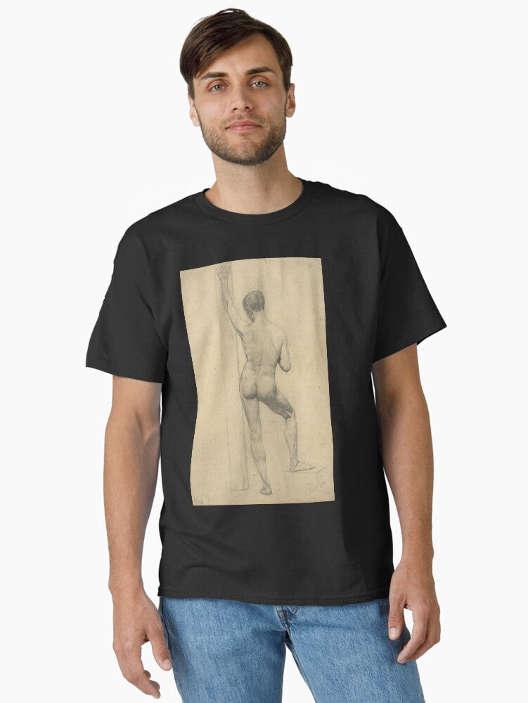 Gustav Klimt Poster: Mannlicher Akademieakt Ruckenansicht: Classical Figure Drawing Study Classic T-Shirt