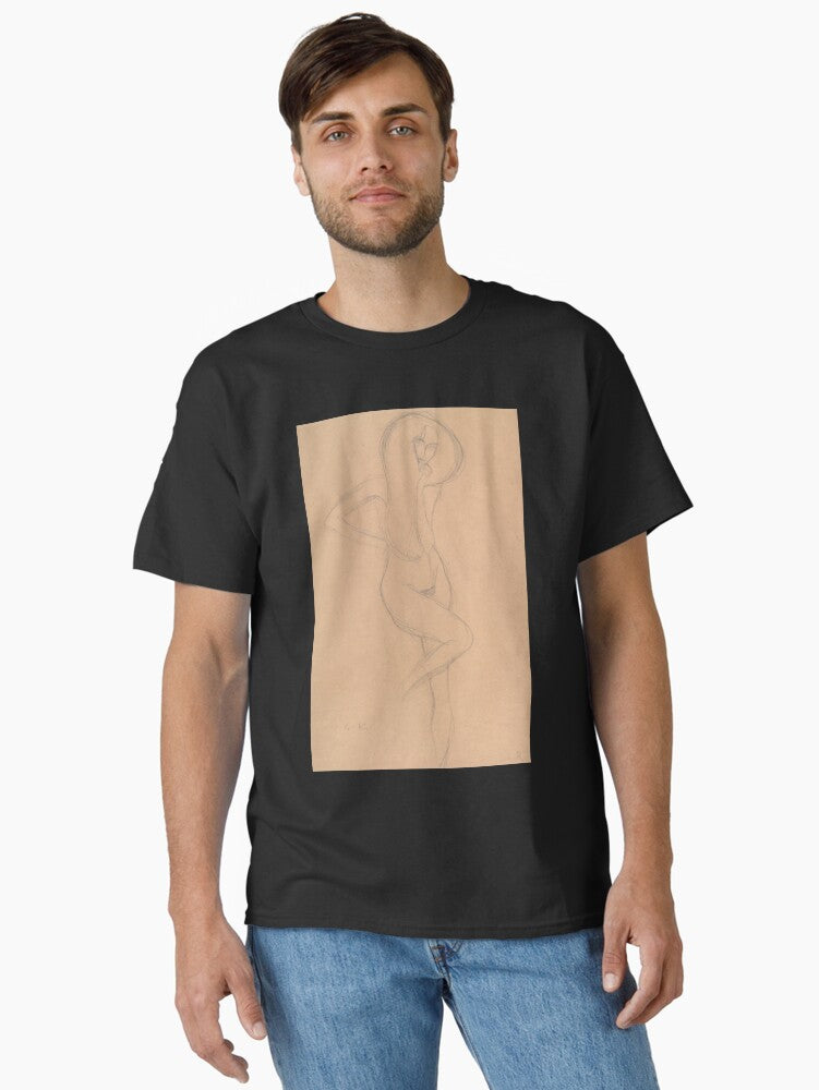 Standing Female Nude With Raised Right Leg by Gustav Klimt: Vienna Secession Study Poster Classic T-Shirt