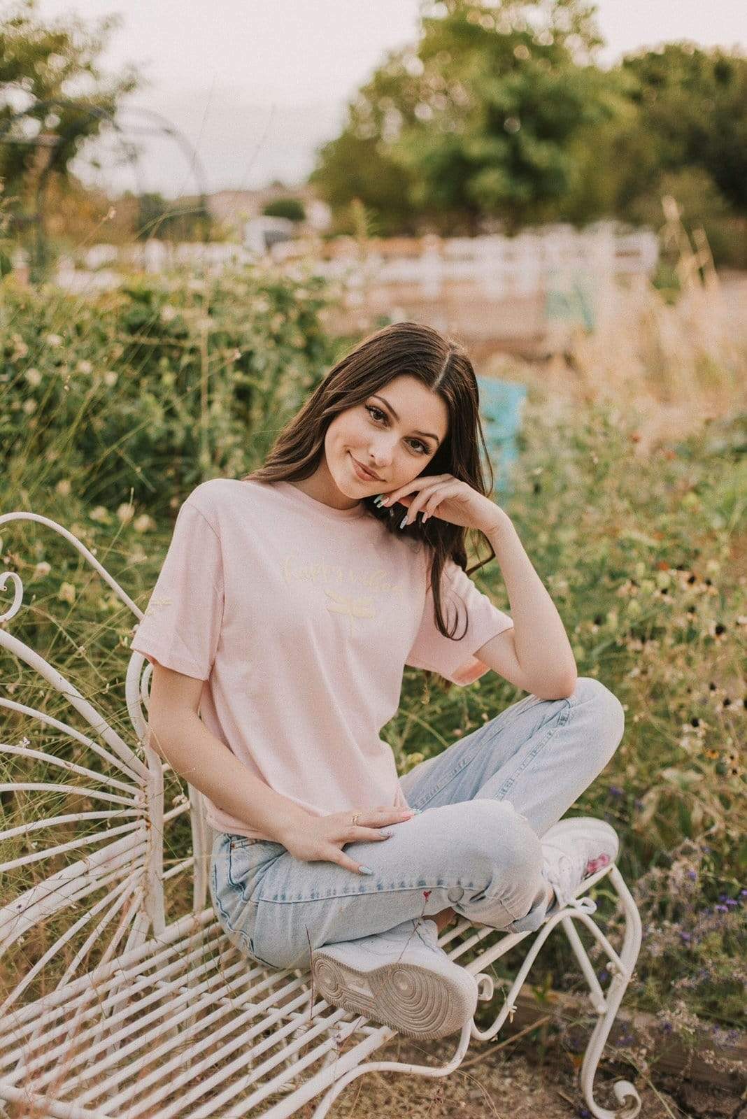 Jazlyn Jade 'Happy Vibes' Light Pink T-Shirt